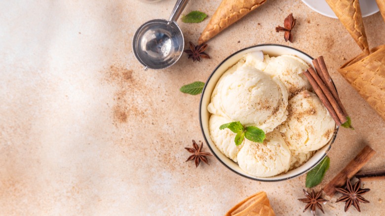 ice cream bowl and spices