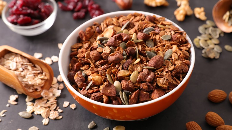 a bowl of grilled granola