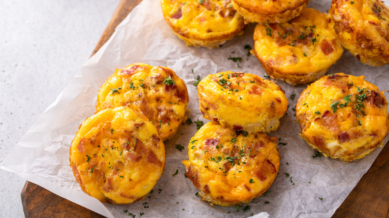 homemade egg bites on a wood cutting board