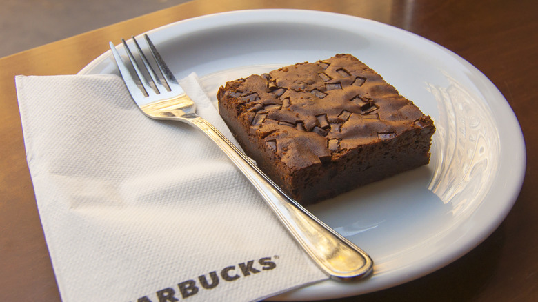 Starbucks brownie on plate