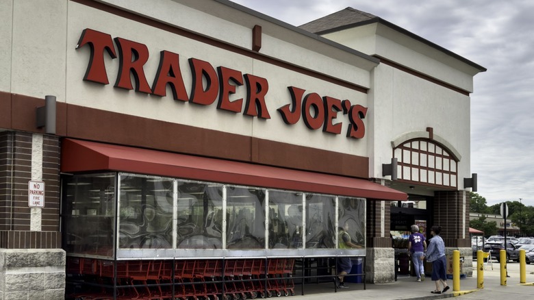 A Trader Joe's store front on a cloudy day
