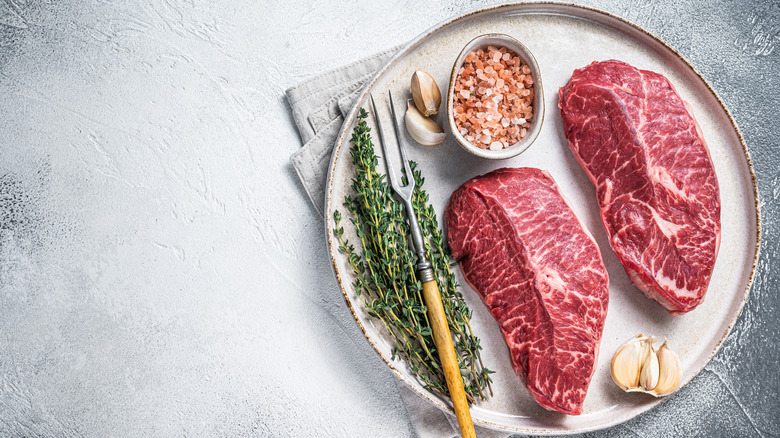 two flat iron steaks