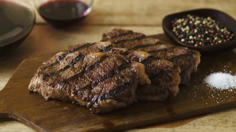 Steaks on a cutting board