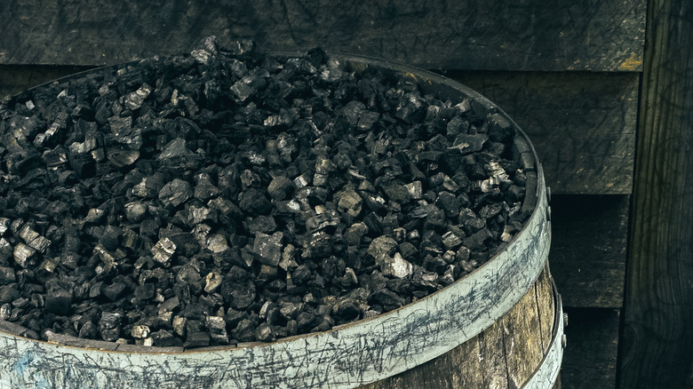 barrel of charcoal used for filtering