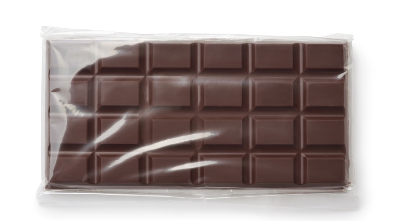 Chocolate bar in plastic