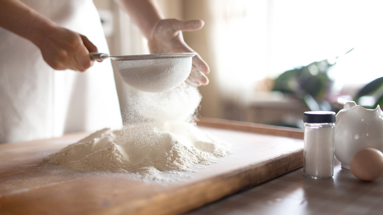 Sifting flour