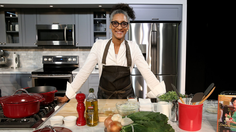 Carla Hall cooking at Grand Tasting, Food & Wine NYC