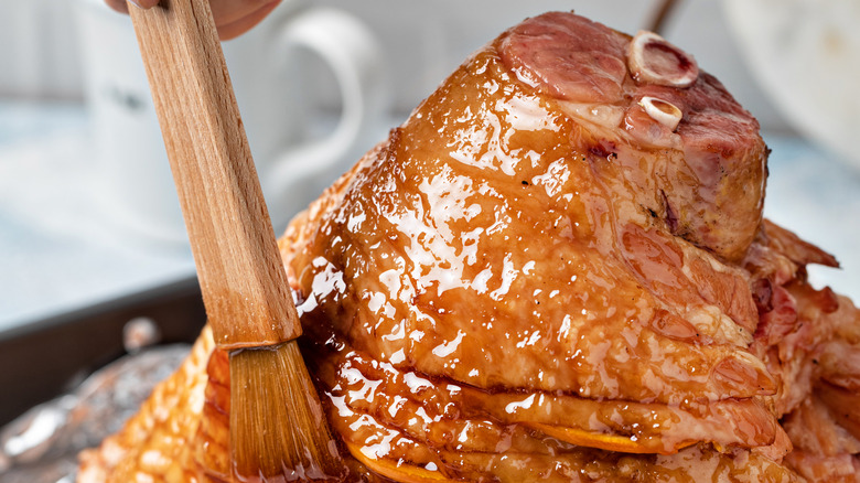 Glazing ham as it cooks