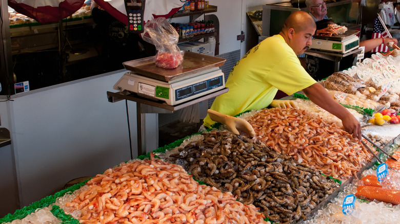 Seafood vendor at the Municipal Fish Market, Washington, D.C.