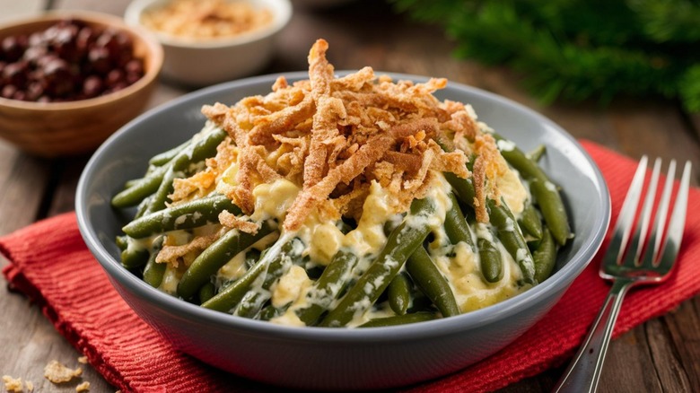 Bowl of green bean casserole