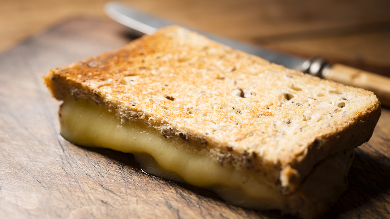 toasted cheese sandwich on board