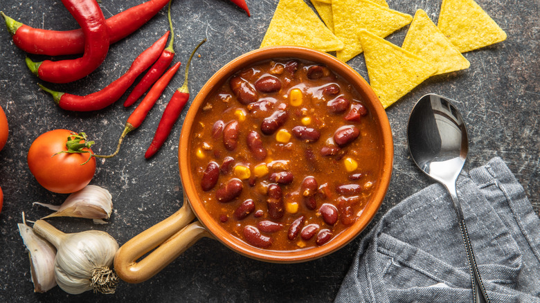 Peppers and vegetables with soup