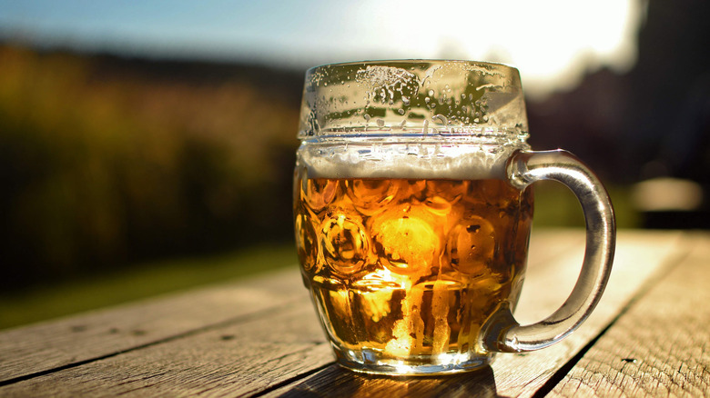 Beer mug on a table