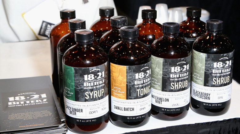 different flavors of bitters at a trade show