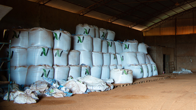 Fertilizer stored at a warehouse in Brazil