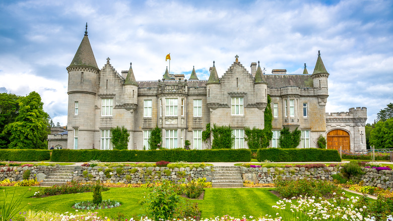 balmoral castle rear exterior seen from flower beds