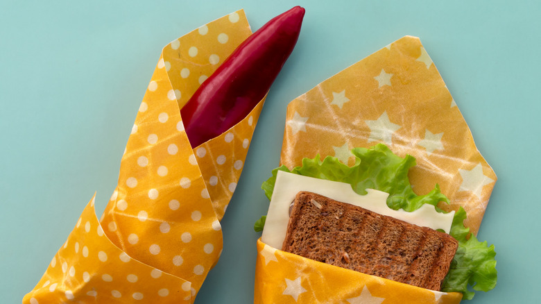 A sandwich in reusable wrap 