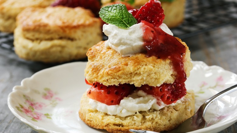 Homemade strawberry shortcake on a plate