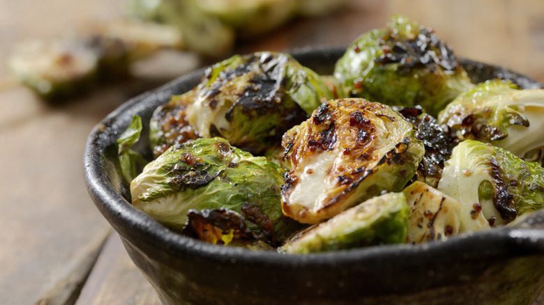 cooked brussels sprouts in bowl