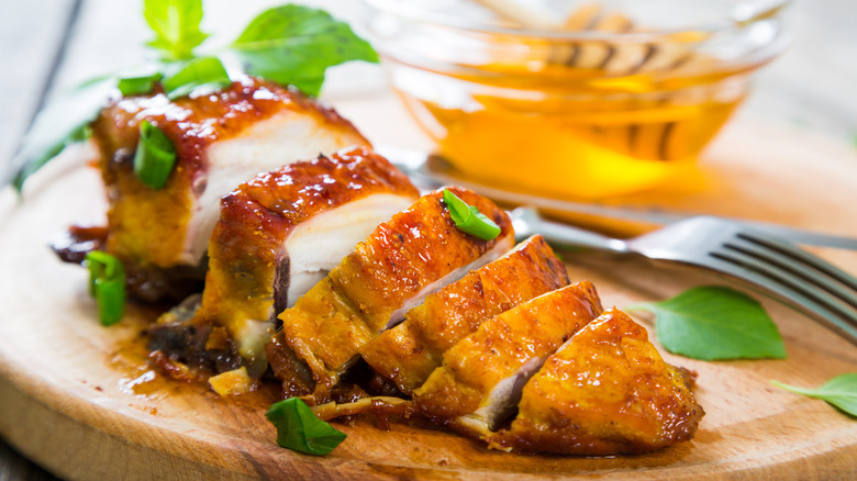 sliced honey glazed grilled chicken