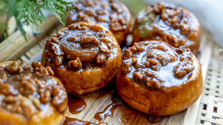 sticky buns topped with nuts