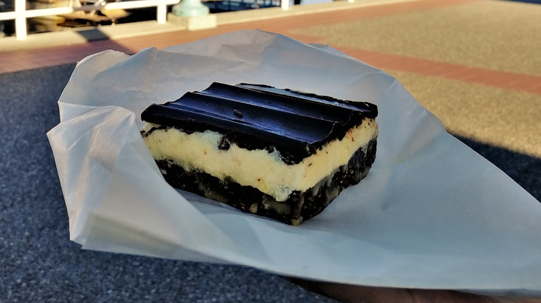 Nanaimo bar on wax paper