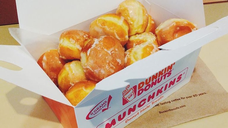 box of Dunkin' munchkin donuts