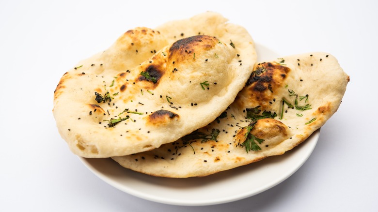 Fresh naan on a plate