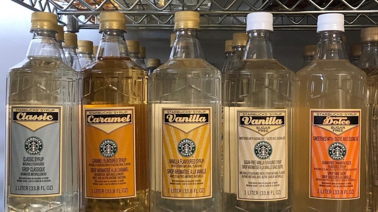 Five Starbucks varied syrup options