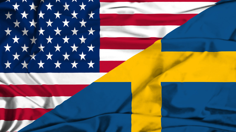American and Swedish flags