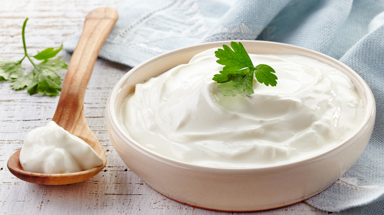 Bowl of sour cream