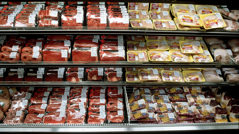 Grocery store meat display