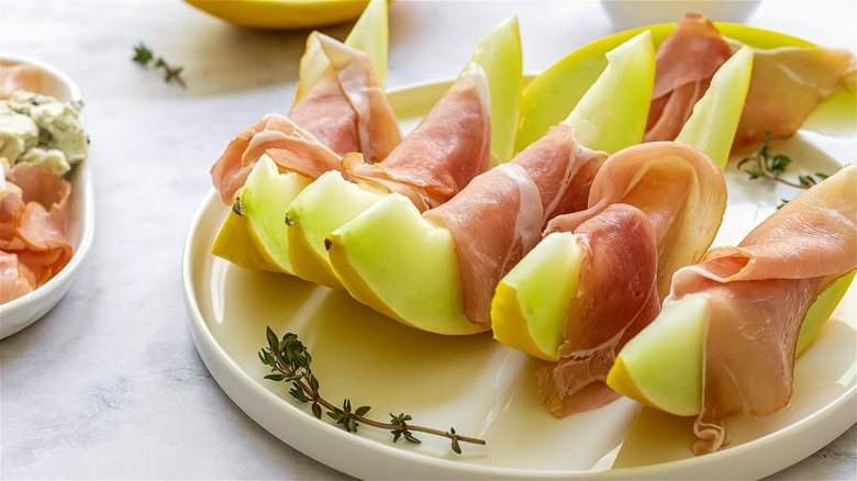 Prosciutto-wrapped honeydew