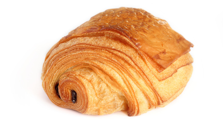 close up of pain au chocolat