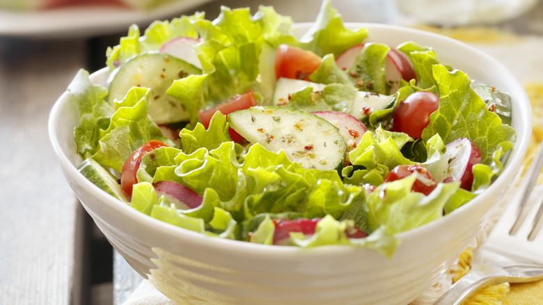 Garden salad with cucumber and tomato