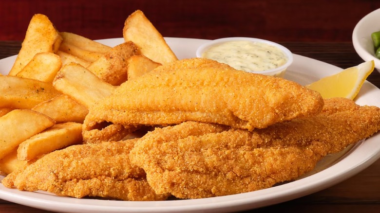 Texas Roadhouse fried catfish strips with fries