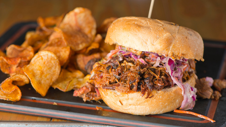 Shredded brisket sandwich