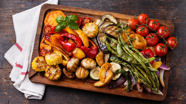 Tray of grilled vegetables