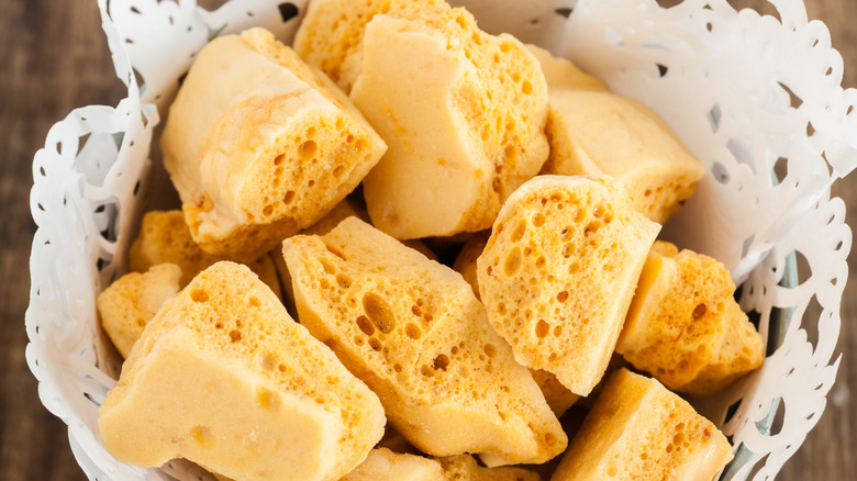 honeycomb candy in a bowl