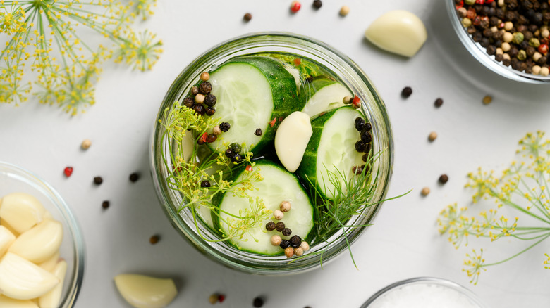 Pickle slices in a jar  