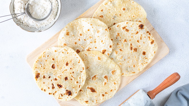 Tortillas on a board