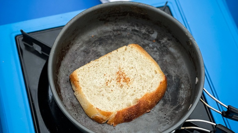 frying bread in a pan