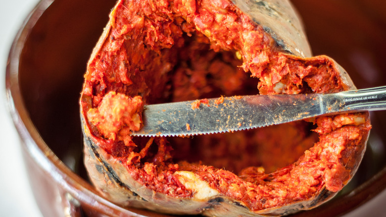 nduja texture in casing