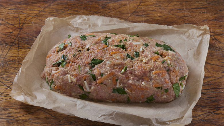 ground chicken meatloaf on paper