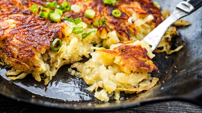 hash browns in pan