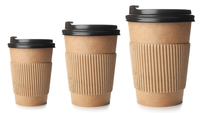 Different sized brown coffee cups