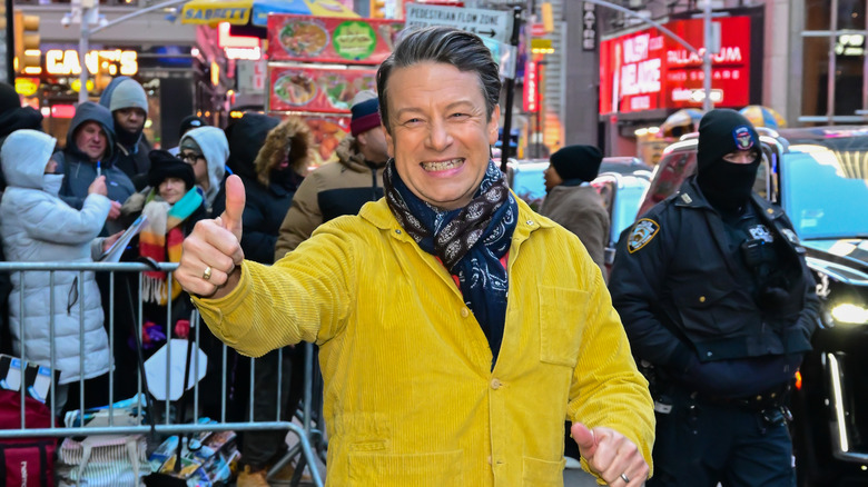 Jamie Oliver smiling and giving thumbs up