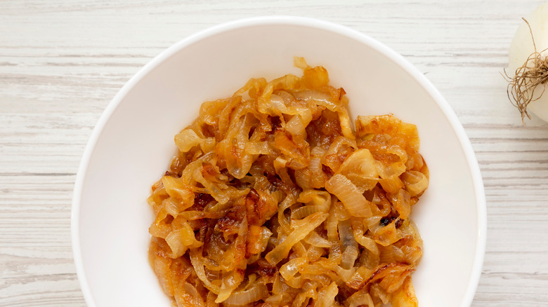 caramelized onions on a white plate