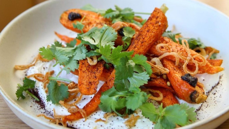 Roasted carrots and cilantro