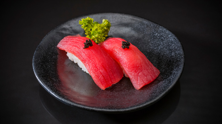 Nigiri style tuna sushi